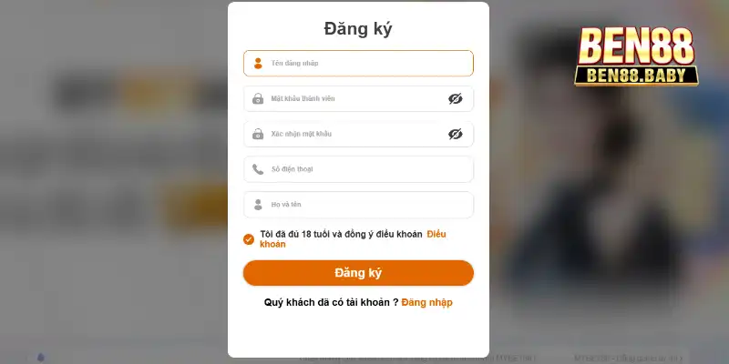 Đăng Ký Ben88: Hướng Dẫn Chi Tiết Và Các Khuyến Mãi Hấp Dẫn 2 Các bước đăng ký tài khoản mới tại Ben88