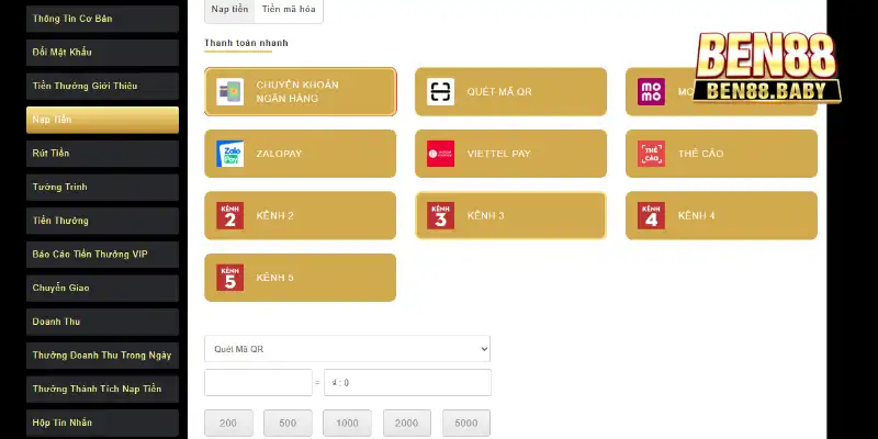 Nạp Tiền Ben88: Hướng Dẫn Chi Tiết Về Quy Trình Giao Dịch 2 Quy trình thực hiện giao dịch nạp tiền tại Ben88